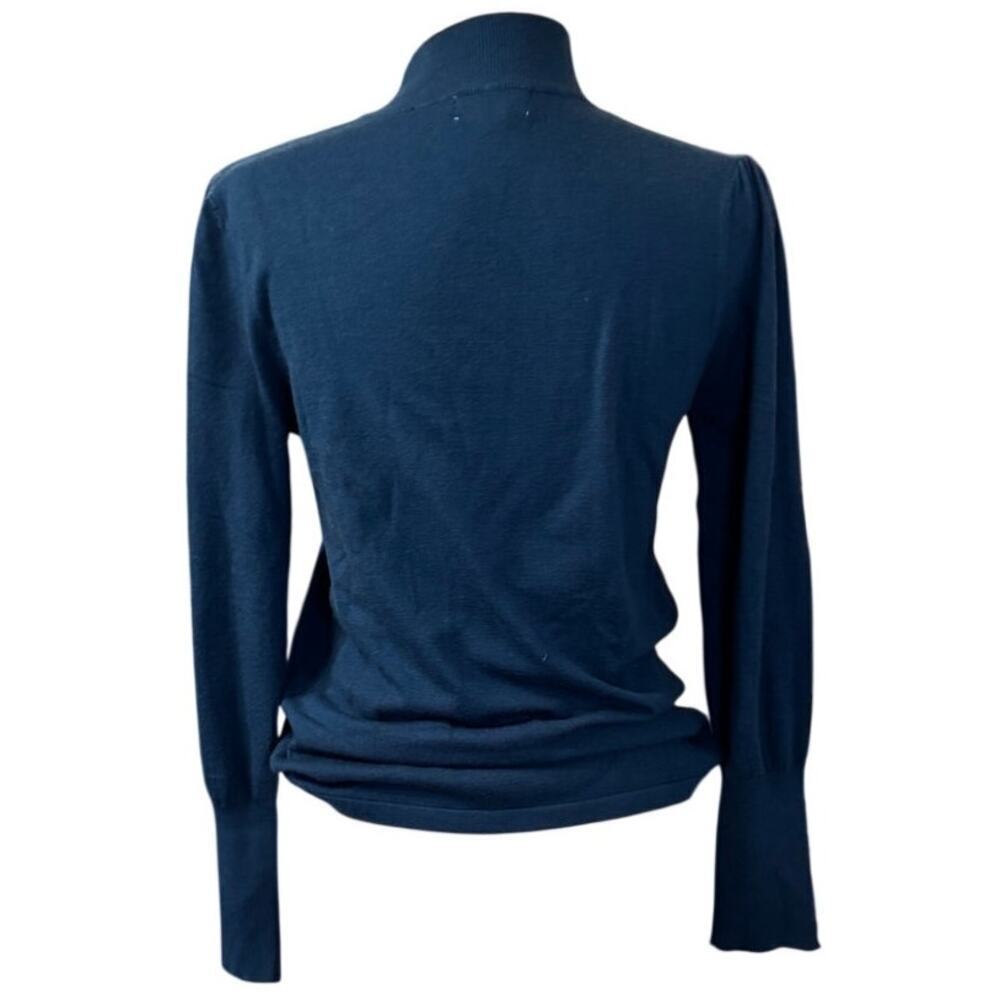 Molly Bracken Mock Neck Keyhole Button Detail Knit Sweater Blue Size Small - Picture 3 of 6